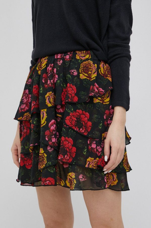 JDY fusta culoarea negru, mini, evazati