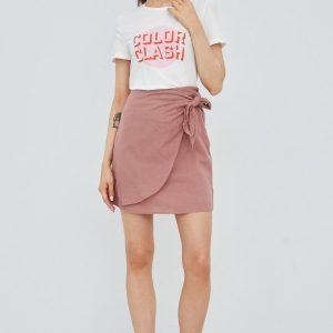 SS22-SDD0C6_34X_F1.jpg Pieces fustă din amestec de in culoarea roz, mini, drept