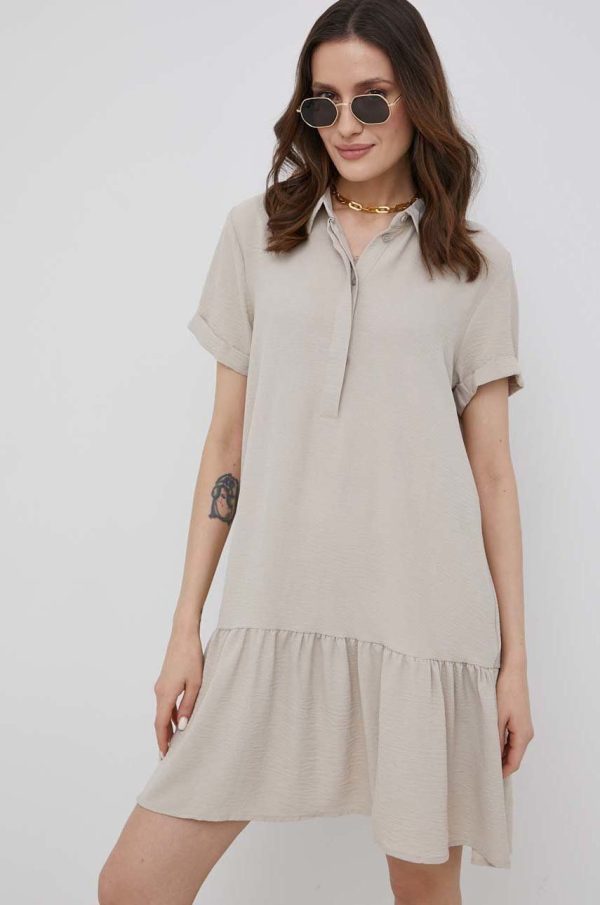 JDY rochie culoarea bej, mini, evazati