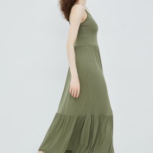 SS22-SUD0DR_91X_F1.jpg Pieces rochie culoarea verde, maxi, evazati