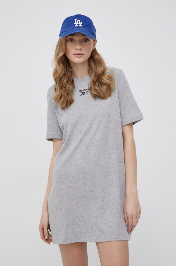 Reebok rochie HL1575 culoarea gri, mini, drept