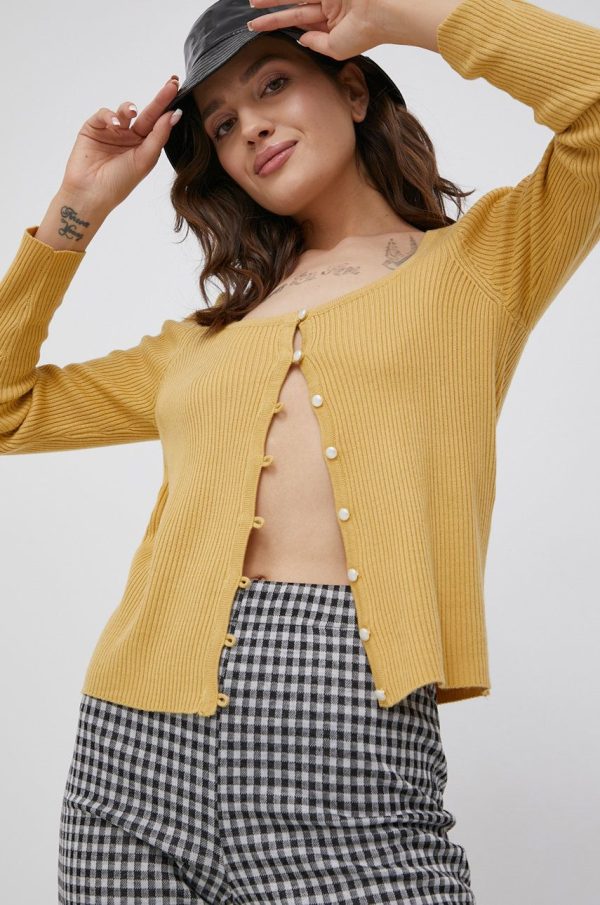 Vila cardigan femei, culoarea galben, light