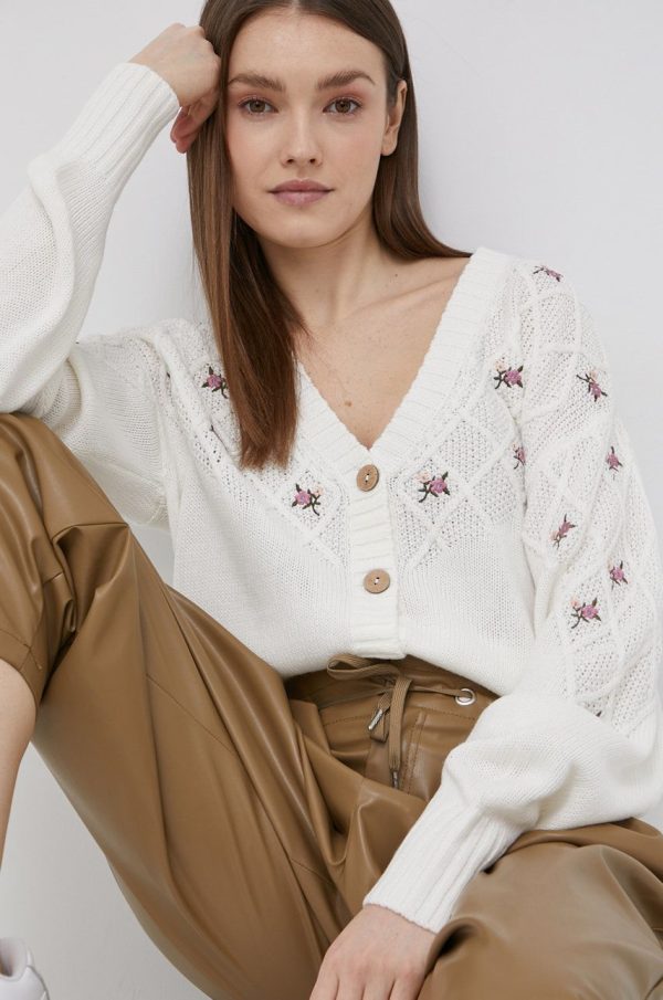 JDY cardigan femei, culoarea alb