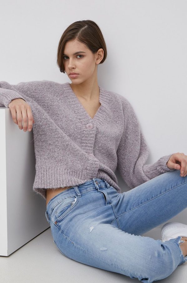 SS22-SWD056_04X_F1.jpg Only cardigan din amestec de lana femei, culoarea violet, călduros