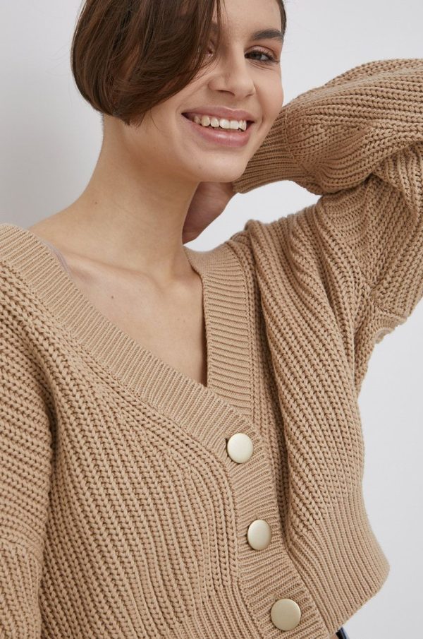 Only cardigan femei, culoarea bej, călduros