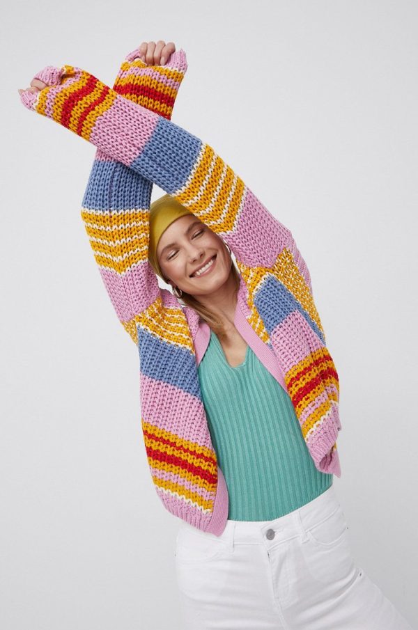 Noisy May cardigan femei, culoarea violet