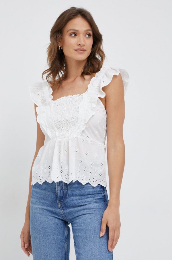 Y.A.S bluza din bumbac culoarea alb