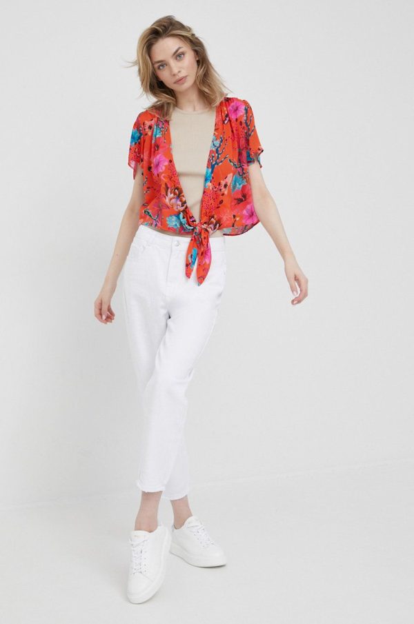 Desigual bluza culoarea portocaliu