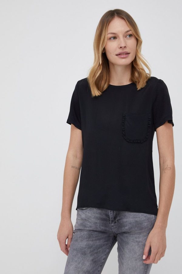 Pennyblack bluza din amestec de matase culoarea negru