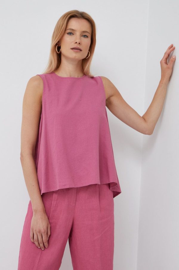 Sisley bluza din in culoarea roz