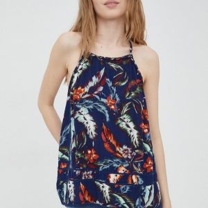 Superdry bluza femei, culoarea albastru marin, in modele florale