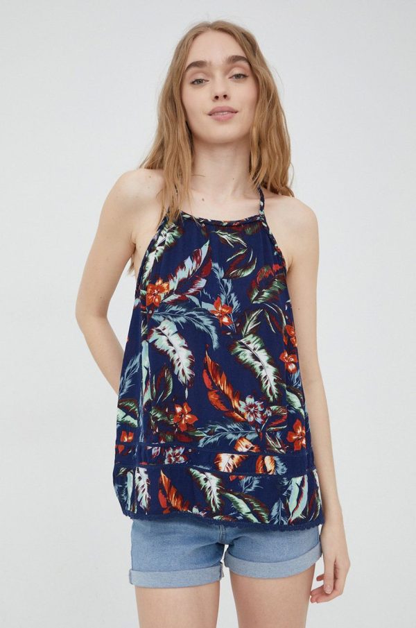 SS22-TSD1YW_59X_F1.jpg Superdry bluza femei, culoarea albastru marin, in modele florale