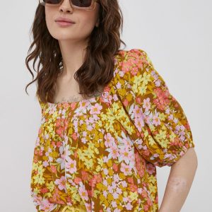 SS22-TSD2LC_17X_F1.jpg Billabong bluza femei, culoarea galben, in modele florale