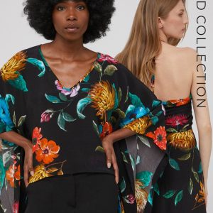 Answear Lab X limited festival collection BE BRAVE bluza femei, culoarea negru, in modele florale