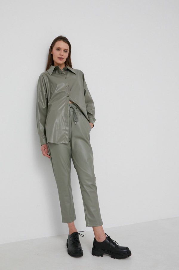 Answear Lab camasa femei, culoarea turcoaz, cu guler clasic, relaxed