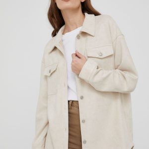 WW22-KDD09R_01X_F1.jpg Answear Lab camasa femei, culoarea bej, cu guler clasic, regular