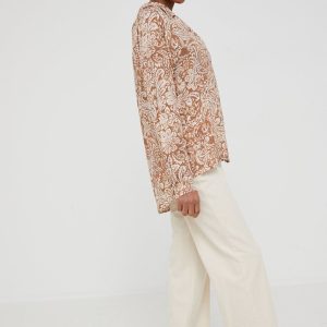 WW22-KDD0D6_80X_F1.jpg Answear Lab camasa femei, culoarea bej, cu guler clasic, relaxed