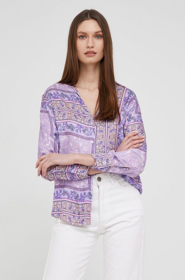 WW22-KDD0FG_04X_F1.jpg Answear Lab camasa femei, culoarea violet, cu guler clasic, regular