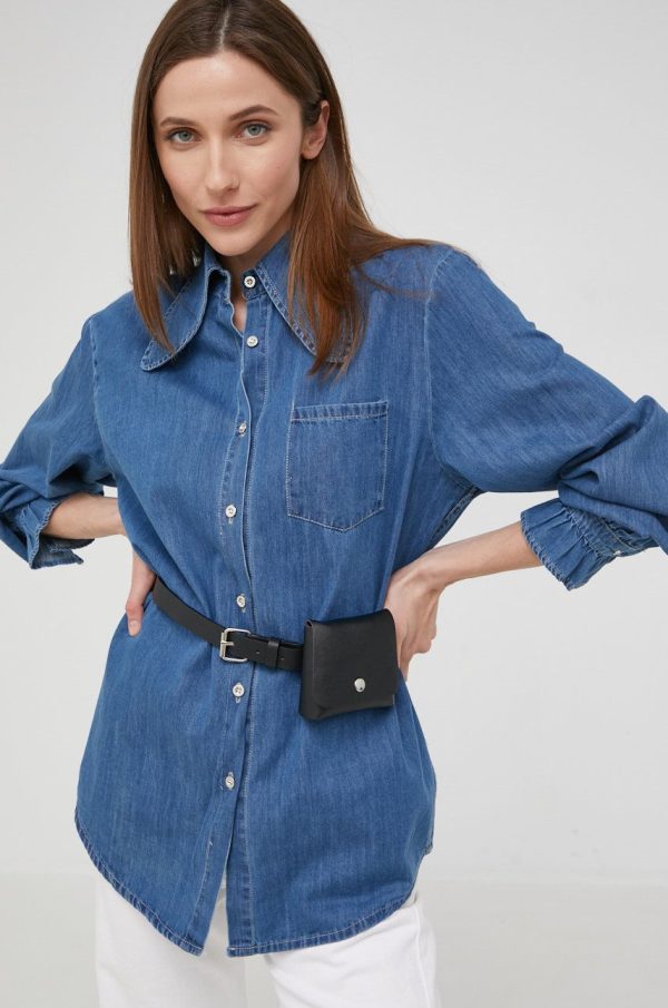 WW22-KDD0G3_55X_F1.jpg Answear Lab camasa jeans femei, cu guler clasic, relaxed