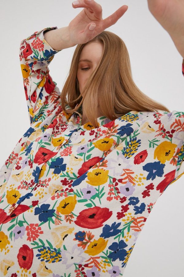 Answear Lab camasa femei, culoarea rosu, cu guler clasic, relaxed