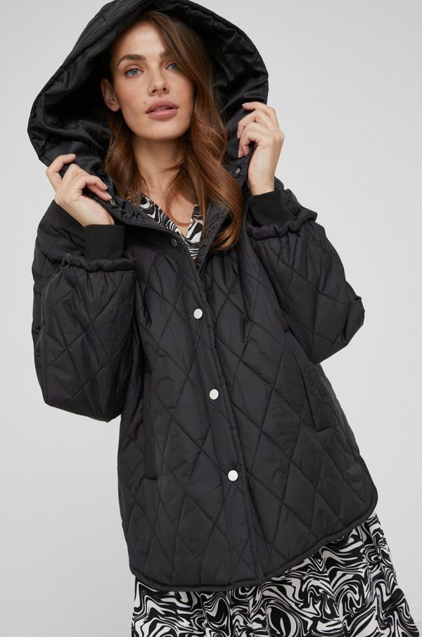 Answear Lab geaca femei, culoarea negru, de tranzitie, oversize
