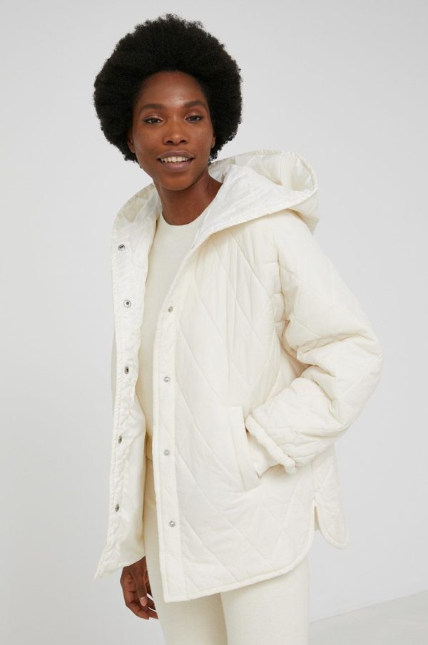 Answear Lab geaca femei, culoarea alb, de tranzitie, oversize