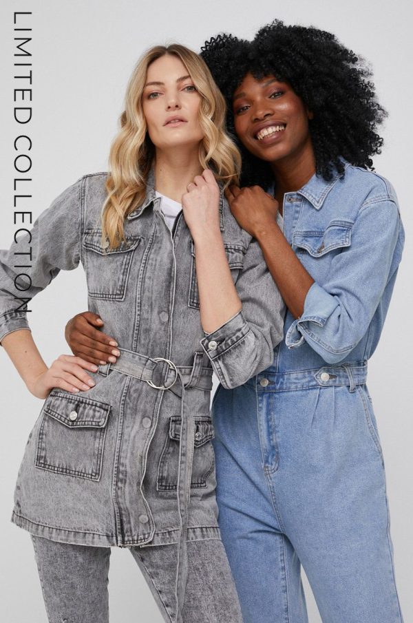 WW22-KUD09Z_90X_F1.jpg Geaca jeans Answear Lab X Colecție limitată No Shame No Fear femei, culoarea gri, de tranzitie