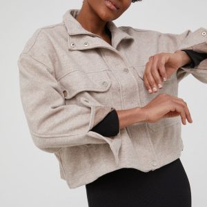 Answear Lab jachetă de lână culoarea bej, de tranzitie