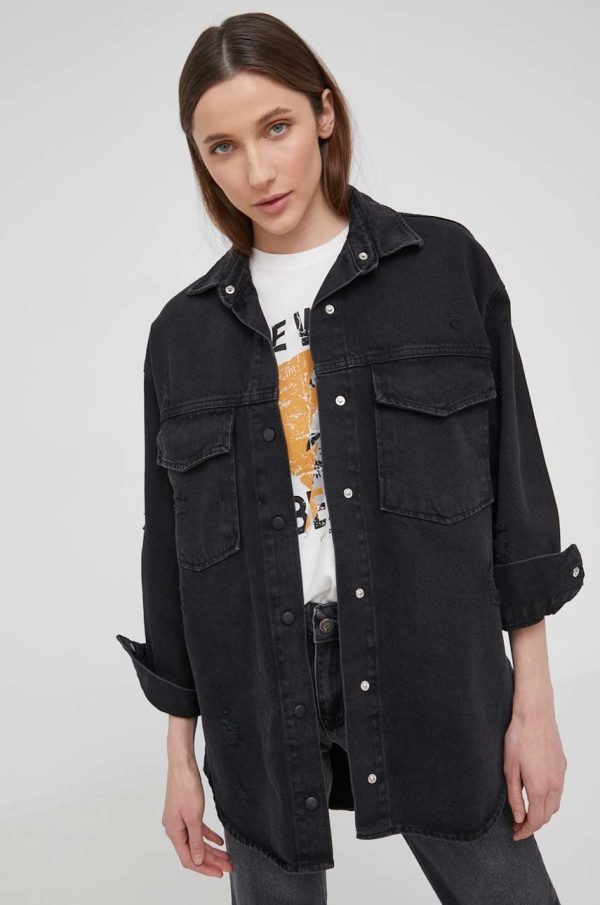 WW22-KUD0B1_99X_F1.jpg Answear Lab geaca jeans femei, culoarea negru, de tranzitie