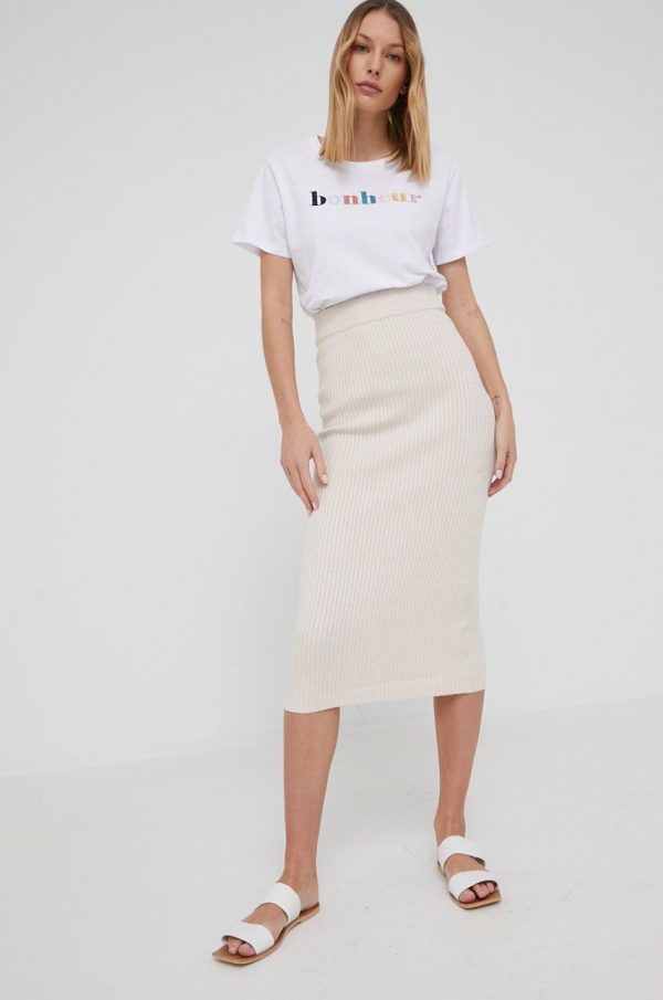 Answear Lab fusta culoarea bej, midi, creion