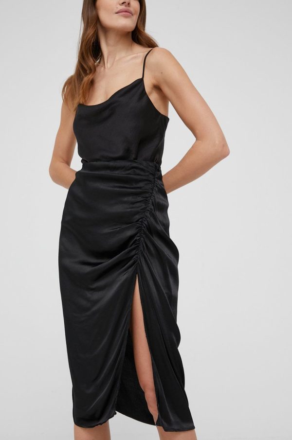 Answear Lab fusta culoarea negru, midi, drept