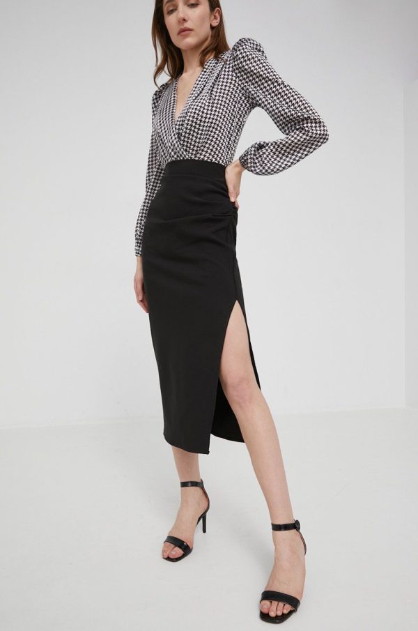 Answear Lab fusta culoarea negru, midi, drept