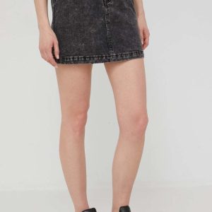 WW22-SDD05W_99X_F1.jpg Answear Lab fusta jeans culoarea negru, mini, drept