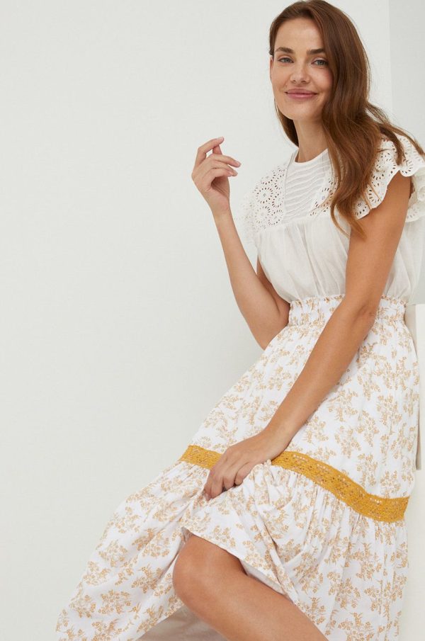 Answear Lab fusta culoarea alb, maxi, evazati