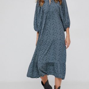 WW22-SUD05E_77X_F1.jpg Answear Lab Rochie culoarea verde, midi, evazata