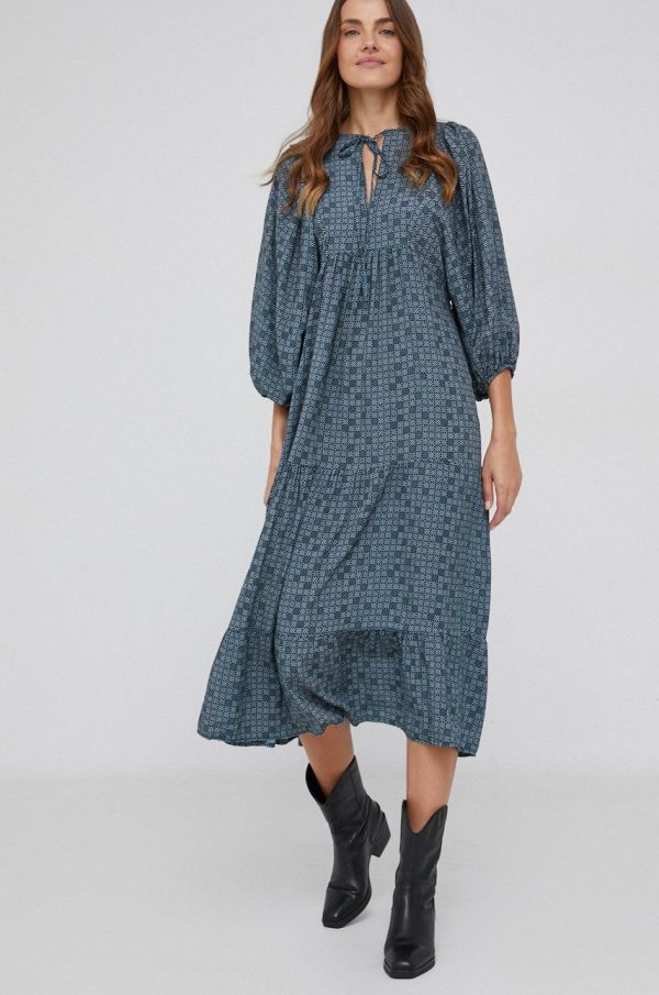 Answear Lab Rochie culoarea verde, midi, evazata