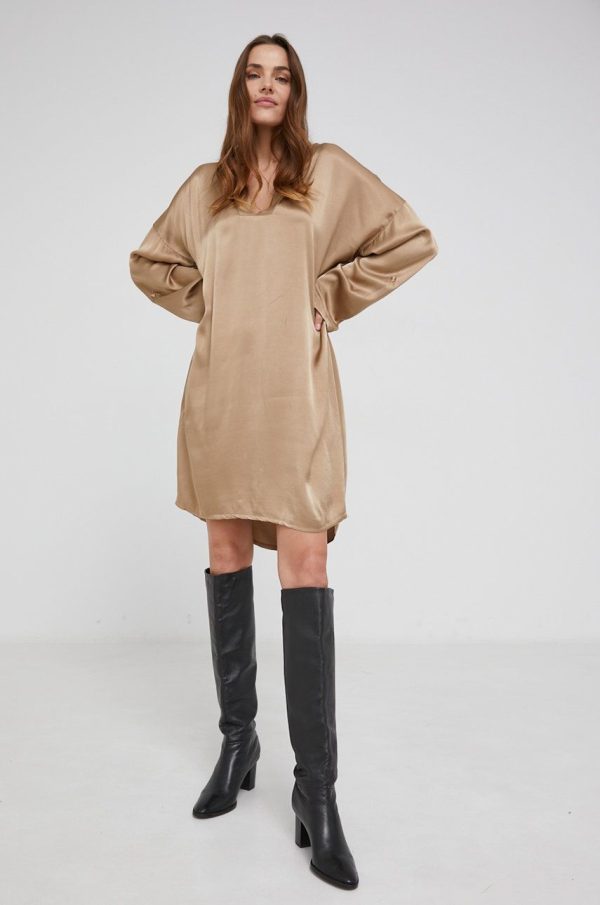 Answear Lab Rochie culoarea bej, mini, oversize