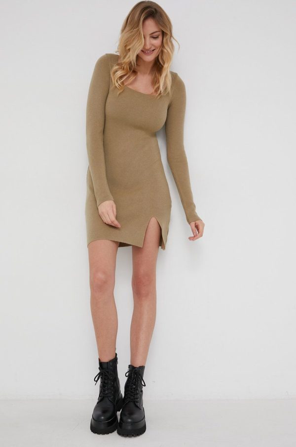 Answear Lab Rochie culoarea verde, mini, mulat