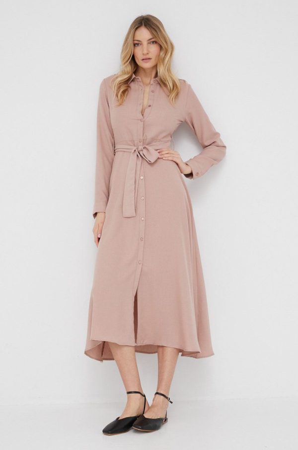 WW22-SUD0YA_30X_F1.jpg Answear Lab rochie culoarea roz, midi, evazati