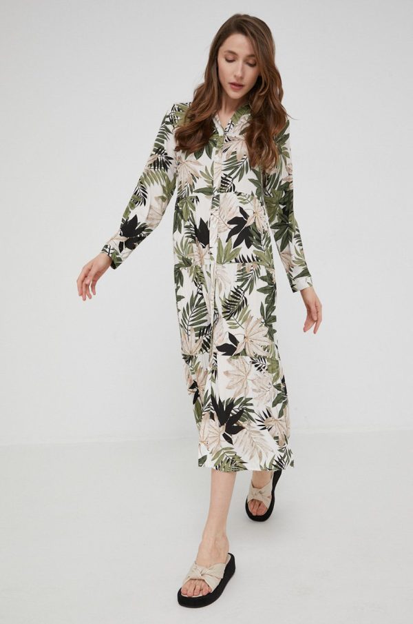 WW22-SUD11M_77X_F1.jpg Answear Lab rochie culoarea verde, midi, evazati
