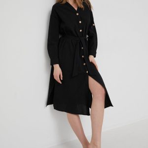 WW22-SUD19U_99X_F1.jpg Answear Lab rochie din bumbac culoarea negru, midi, evazati