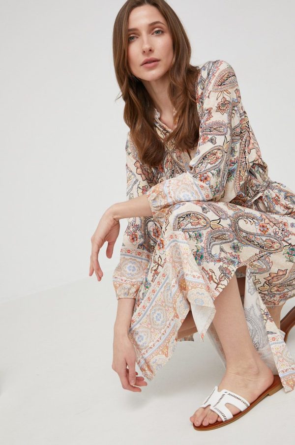Answear Lab rochie culoarea bej, midi, drept