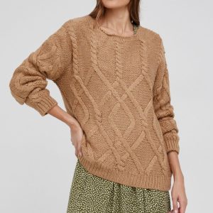 Answear Lab Pulover femei, culoarea bej, calduros