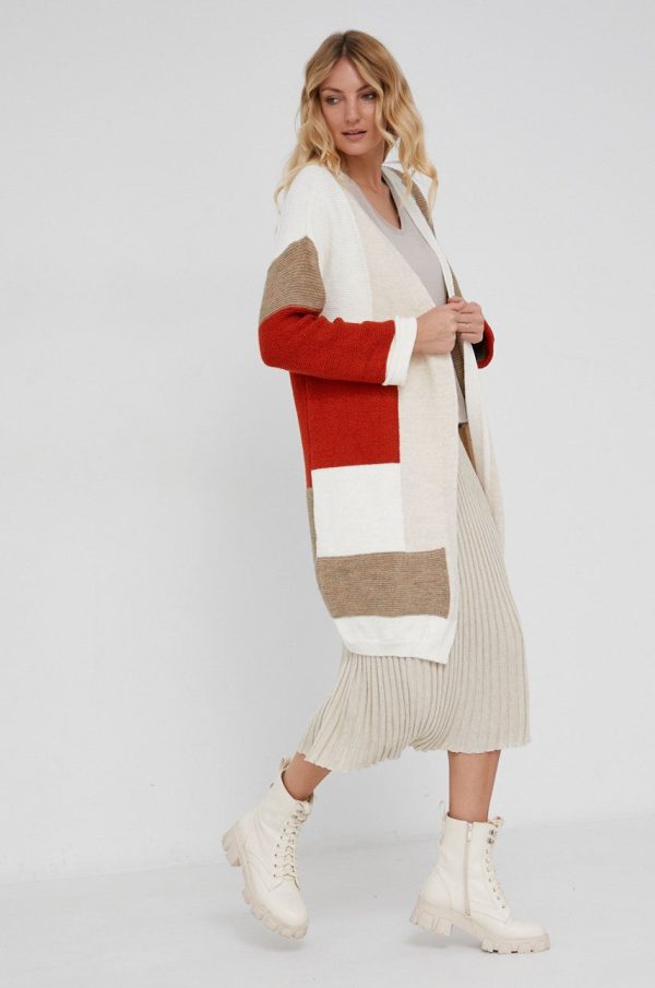 Answear Lab Cardigan din amestec de lână femei, culoarea portocaliu, light