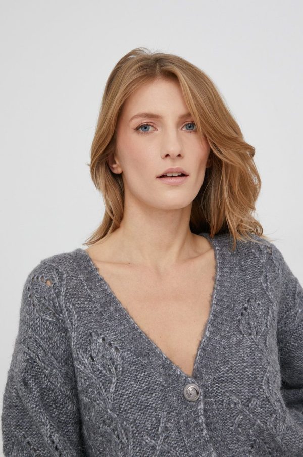 WW22-SWD09M_90X_F4.jpg Answear Lab Cardigan de lână femei, culoarea gri, calduros