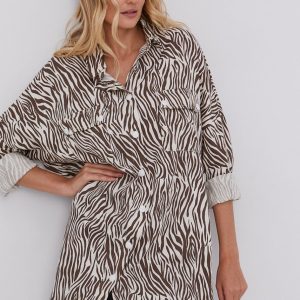 WZ21-KDD08T_80X_F1.jpg Answear Lab Cămașă din bumbac femei, culoarea bej, cu guler clasic, regular