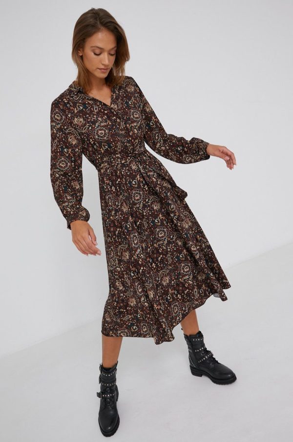 Answear Lab Rochie culoarea negru, midi, evazata