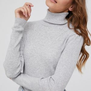 Answear Lab Pulover femei, culoarea gri, cu guler