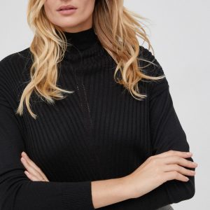Answear Lab Pulover femei, culoarea negru, light, cu guler