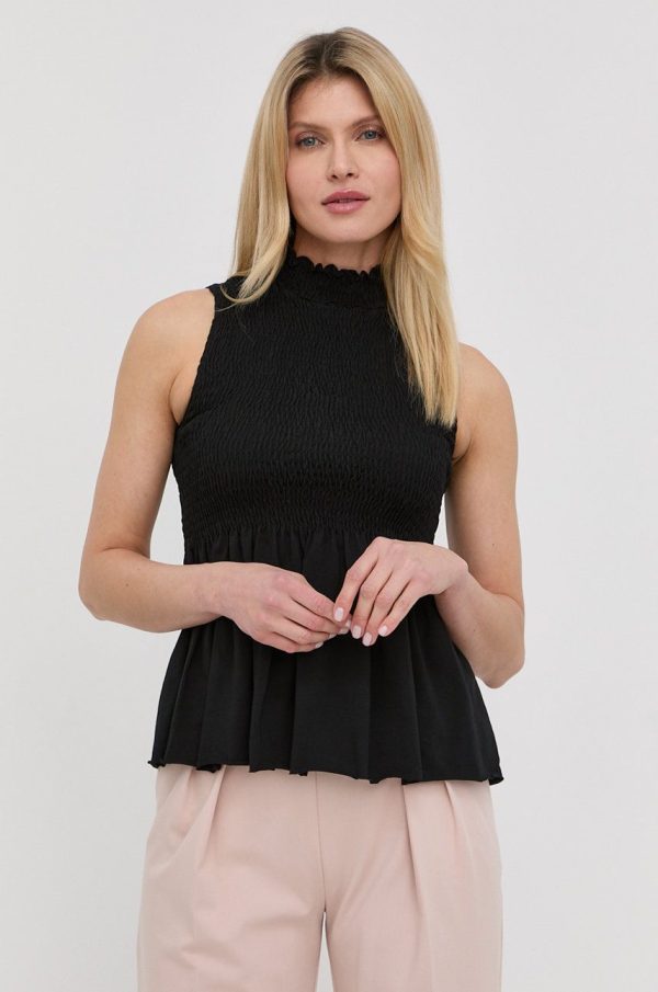Silvian Heach bluza din bumbac femei, culoarea negru, neted